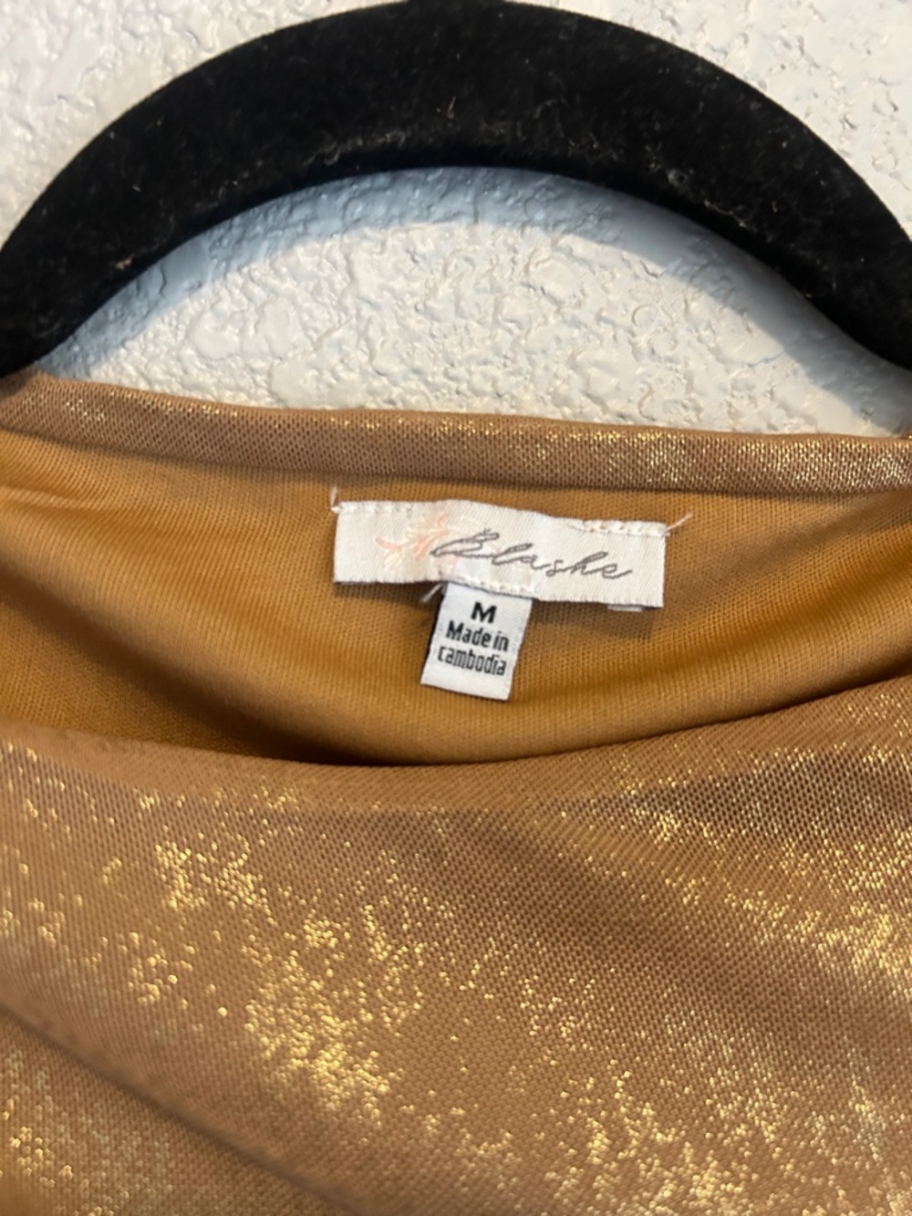 Shimmery Gold Long-Sleeve Ruched Bodycon Dress NWOT size M long sleeve - Picture 2 of 7